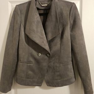 white house black market grey suede jacket sz 10